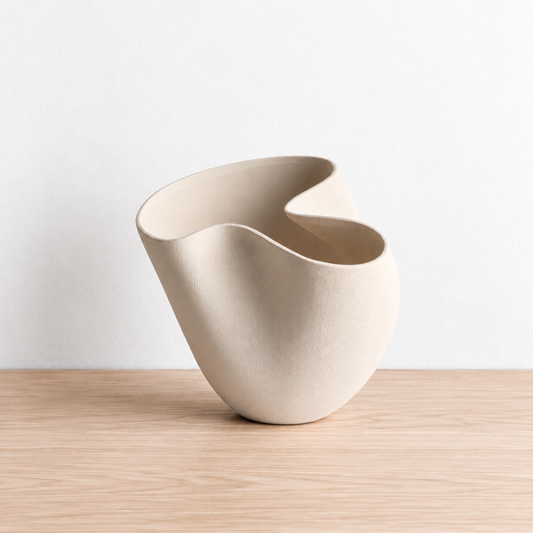ceramic wavy vase, wide