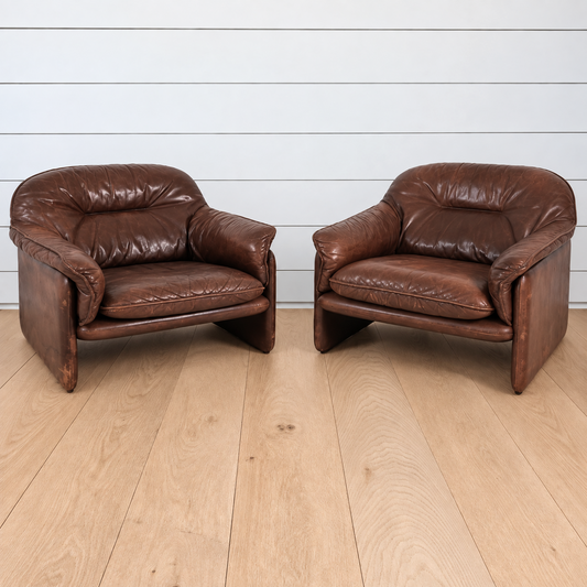 vintage pair of de sede leather chairs