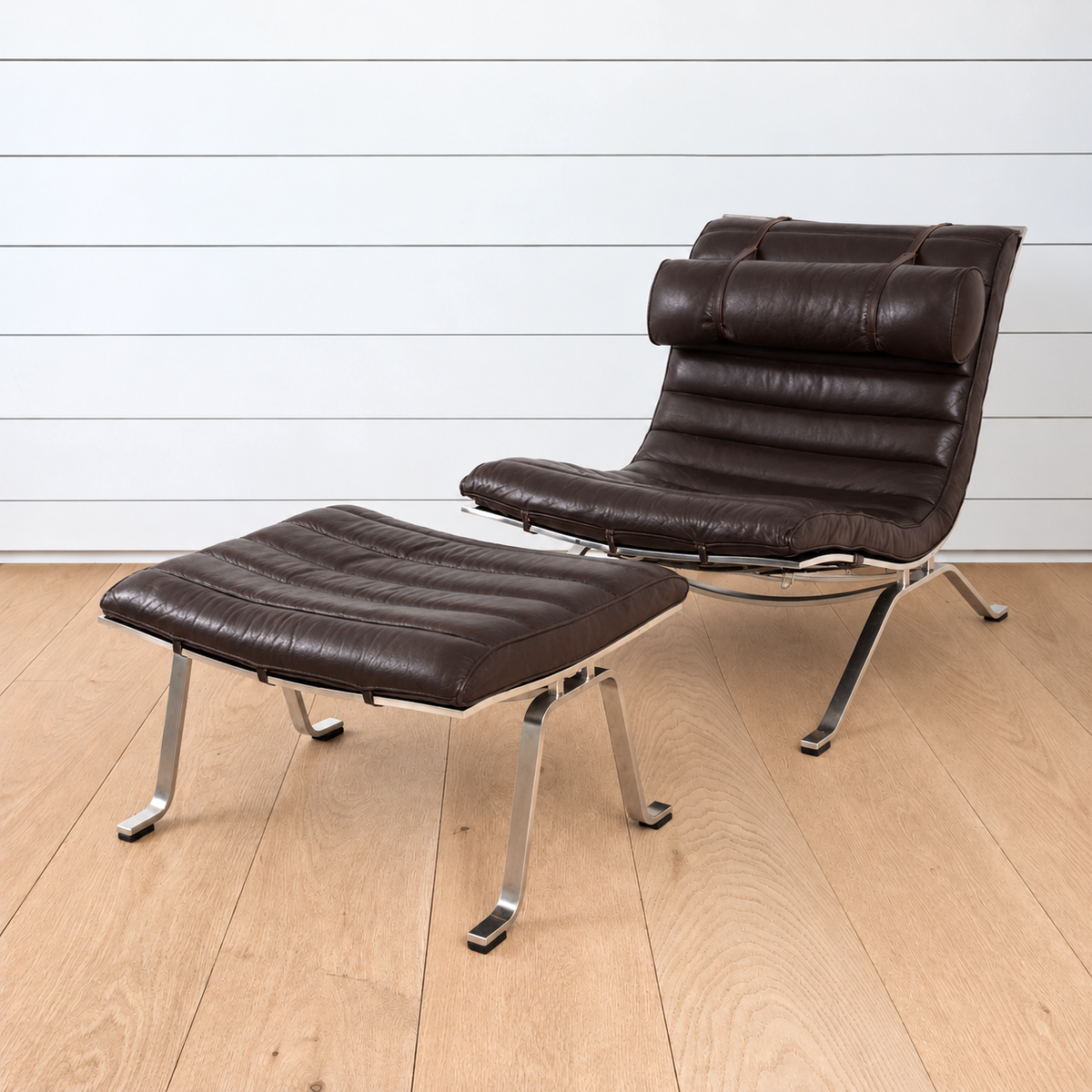 Arne Norell Ari leather lounge chair with ottoman