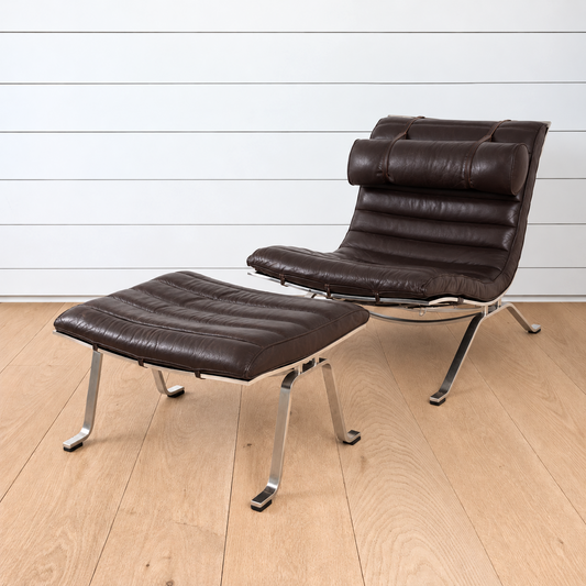 Arne Norell Ari leather lounge chair with ottoman