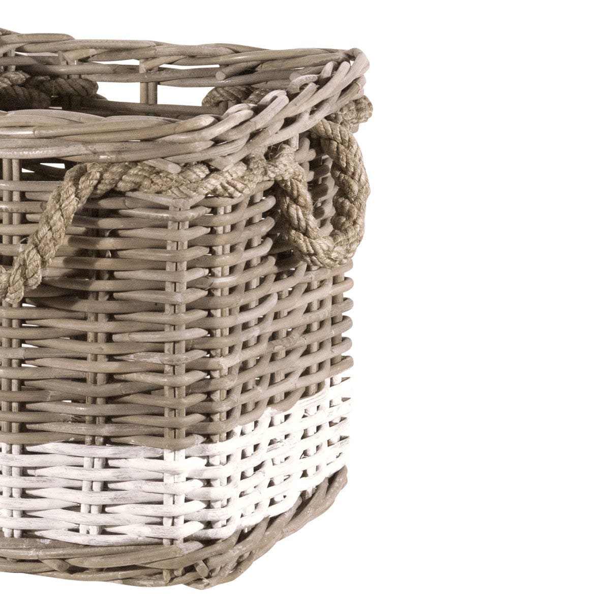 square rattan basket with stripe, large