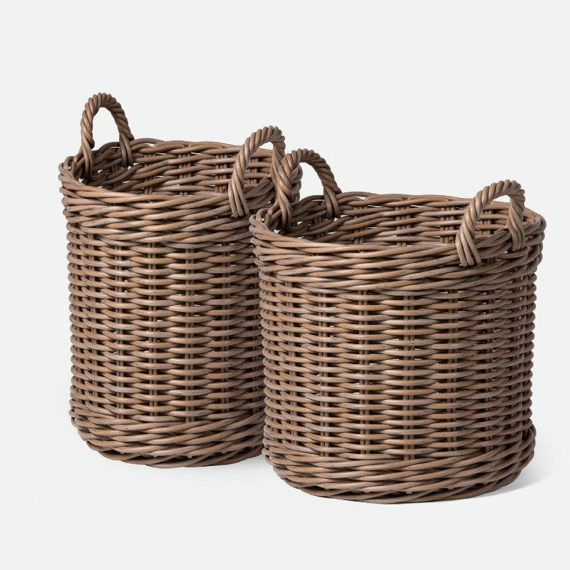 round faux wicker baskets set /2