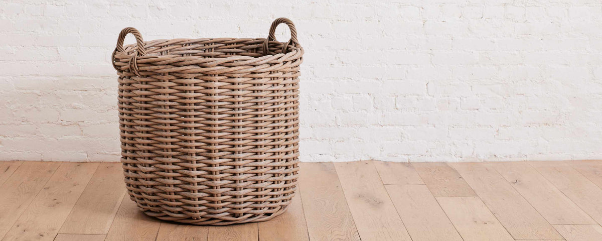 faux wicker round outdoor basket, extra large