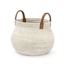 white cotton & seagrass basket, small