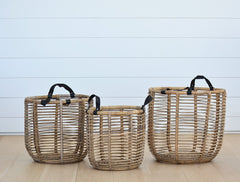 open rattan basket collection with handles