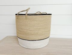 seagrass natural and white basket