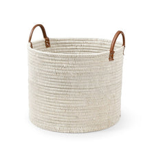 white cotton & seagrass planter basket