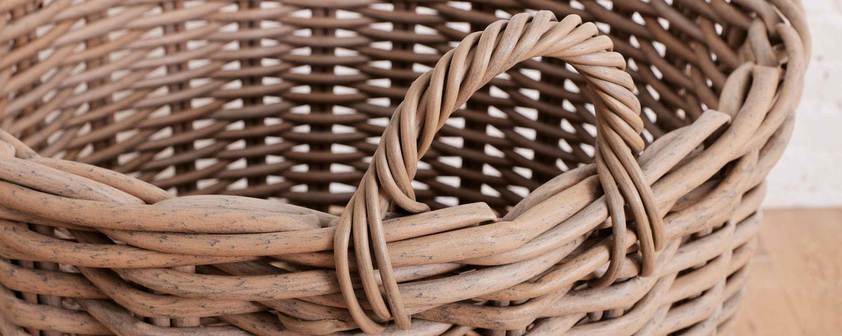 faux wicker round outdoor basket, extra large