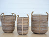 round rattan basket collection with rope handles