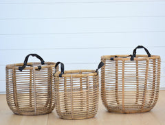 open rattan basket collection with handles