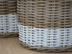 white stripe round basket collection