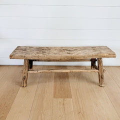 vintage farmhouse workbench with rail