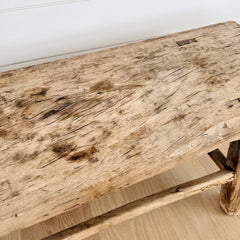 vintage farmhouse workbench with rail