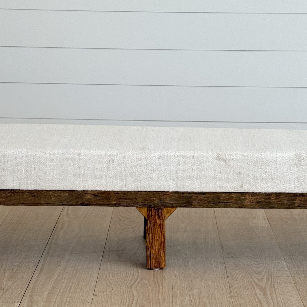 hemp kilim & oak bench 96"