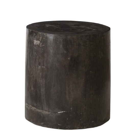 petrified wood round black stool