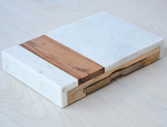 marble and acacia cheese set