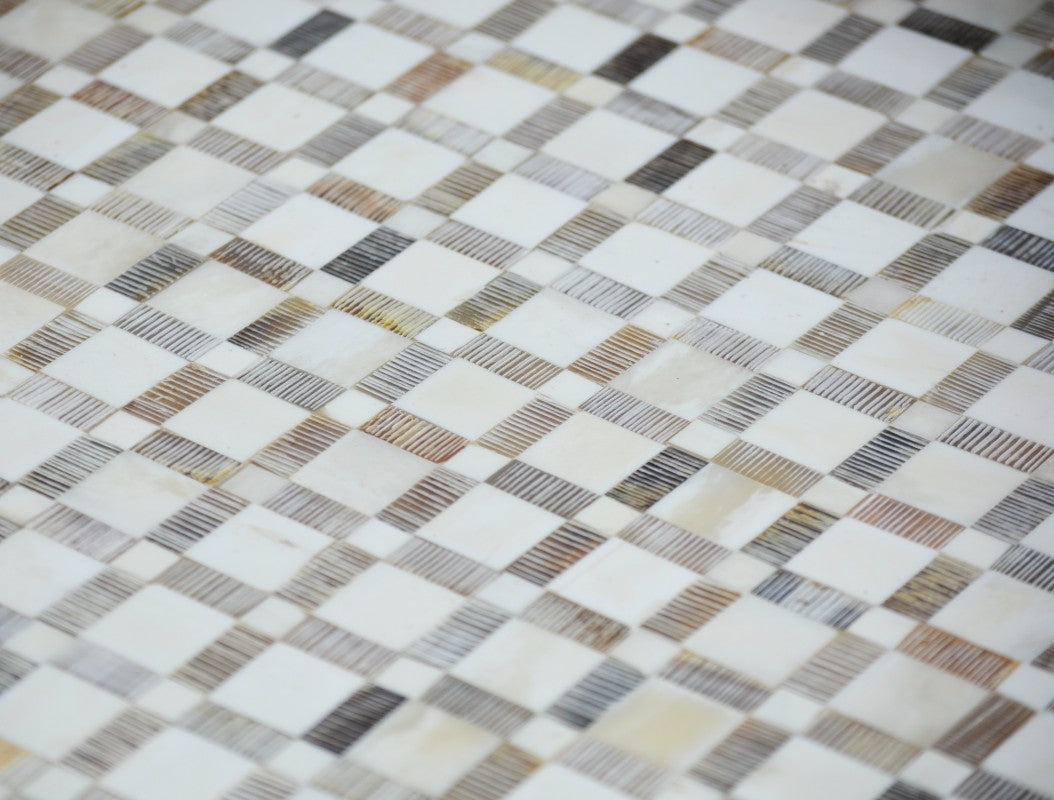 etched grid bone rect. tray