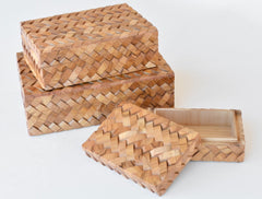 wood herringbone box collection