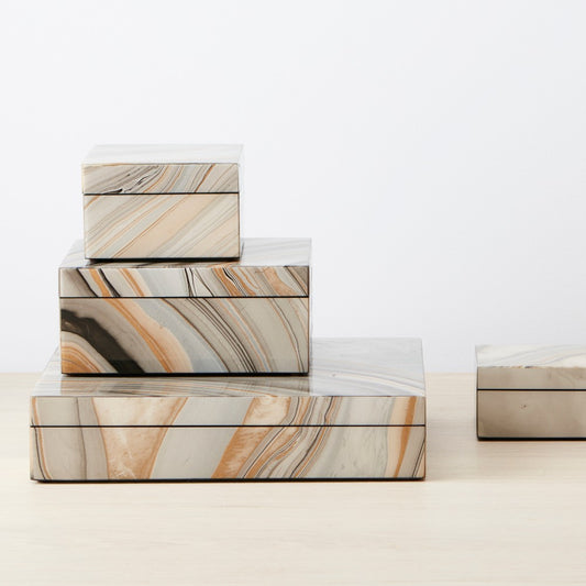 marbleized lacquer square box