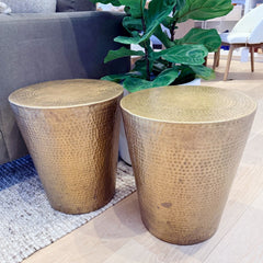 vintage hammered brass side table