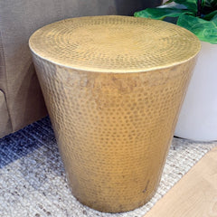 vintage hammered brass side table