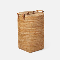 rattan hamper with wooden handles