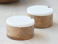 mango wood enamel spice cellar