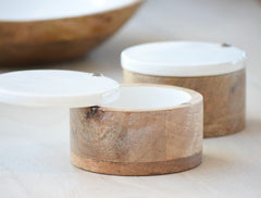 mango wood enamel spice cellar