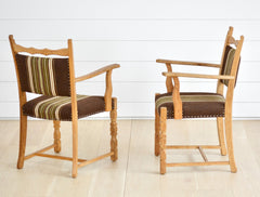 vintage pair of french oak dining chairs