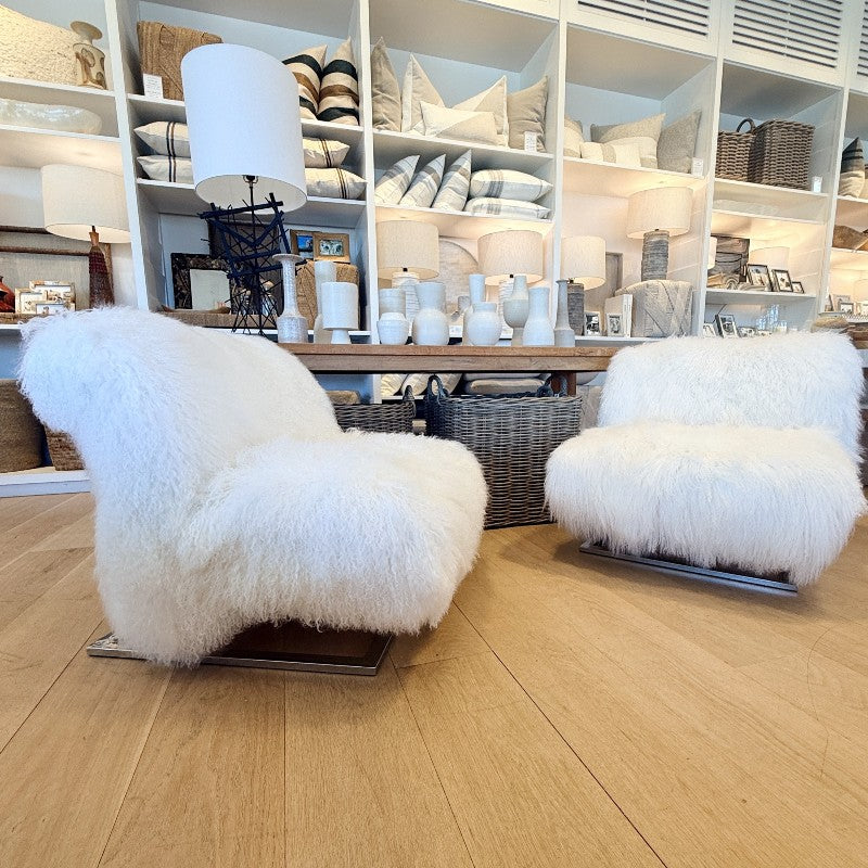 vintage wave style tibetan lamb chairs