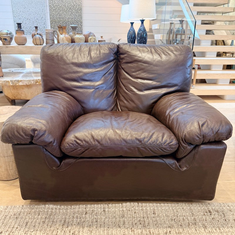vintage pair of italian leather armchairs