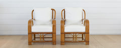 vintage rattan and bamboo chairs with ottoman