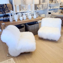 vintage wave style tibetan lamb chairs