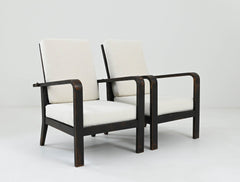 vintage pair of reclining armchairs