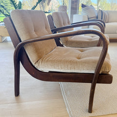 vintage pair of midcentury deco armchairs