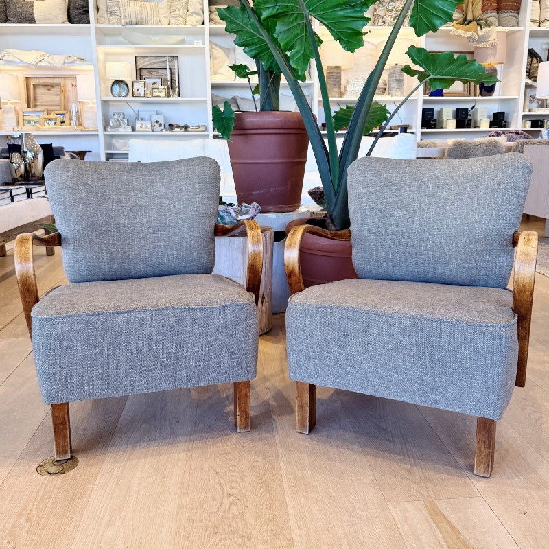 vintage pair of 1940s deco armchairs