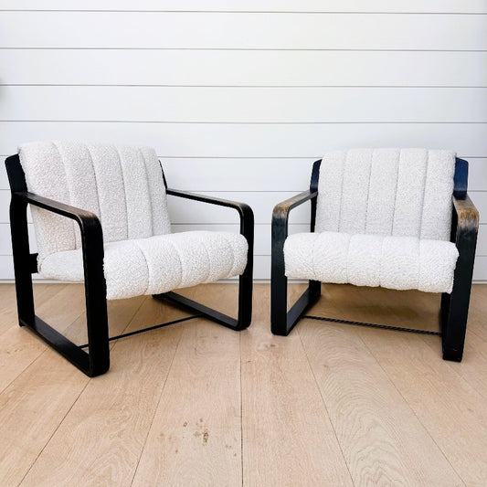 vintage 1960's square frame armchairs