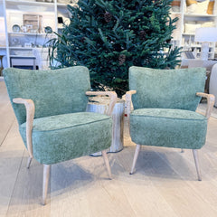 vintage pair of olive armchairs