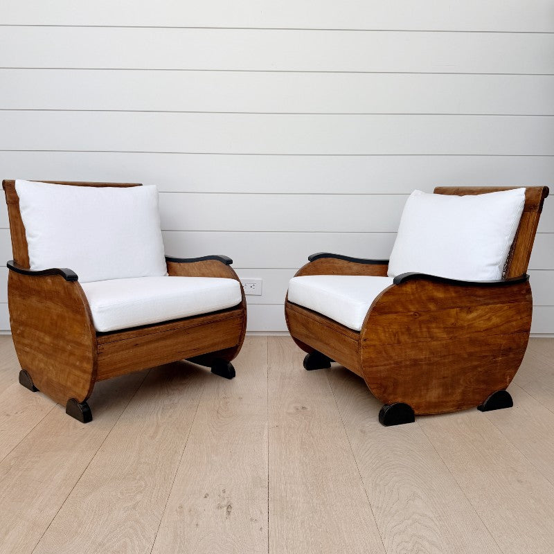 pair of french art deco club chairs