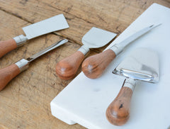 acacia cheese knife set by simon pearce