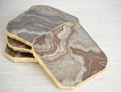 agate glass brown coaster