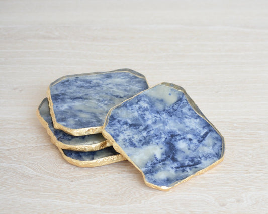 agate blue glass coaster