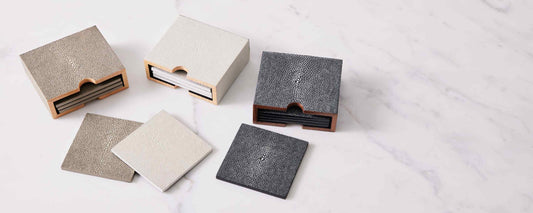 faux shagreen coaster set, sand