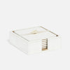 leather box coasters white set