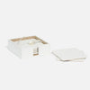 leather box coasters white set