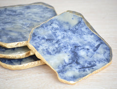 agate glass blue coaster