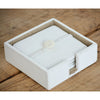 leather box coasters white set