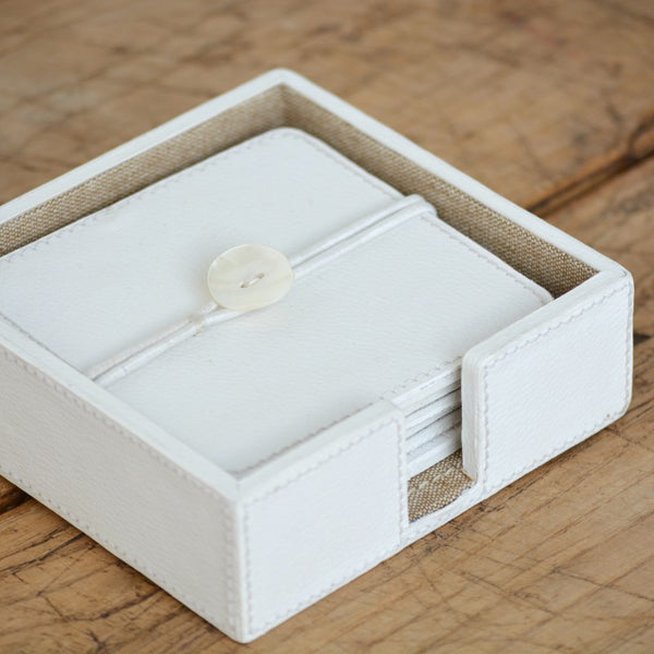 leather box coasters white set – homenature