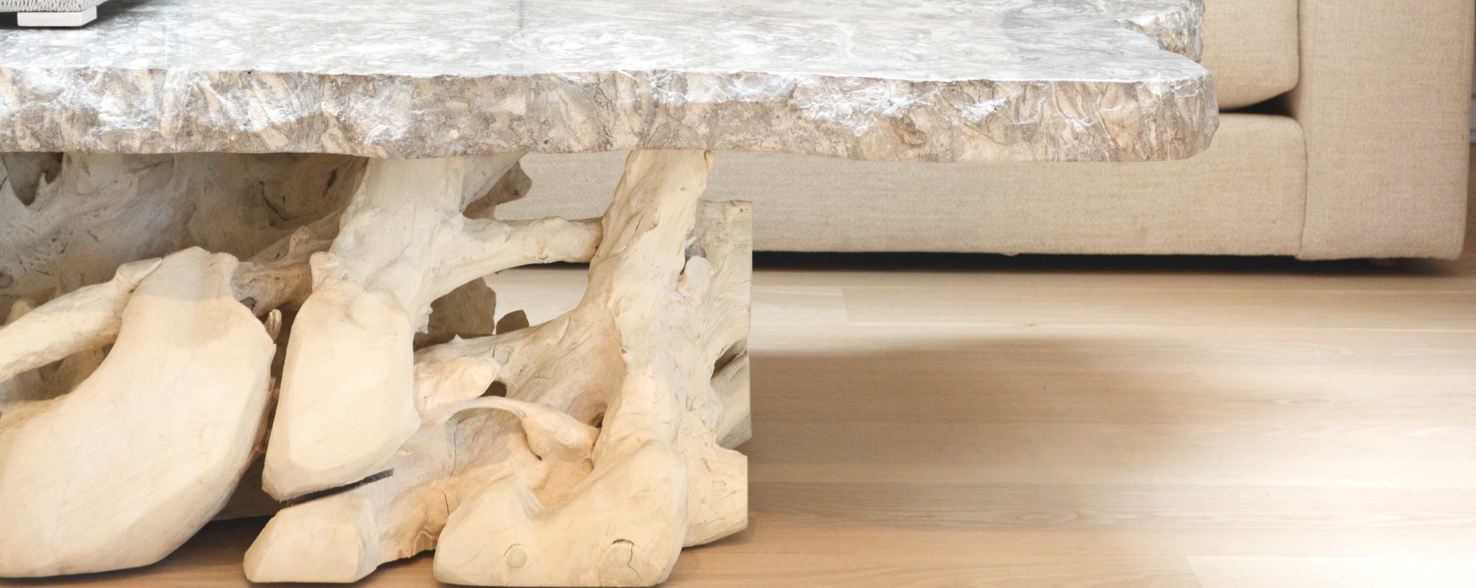 onyx table with teak root base