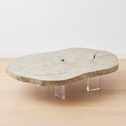 the portland coffee table with lucite legs